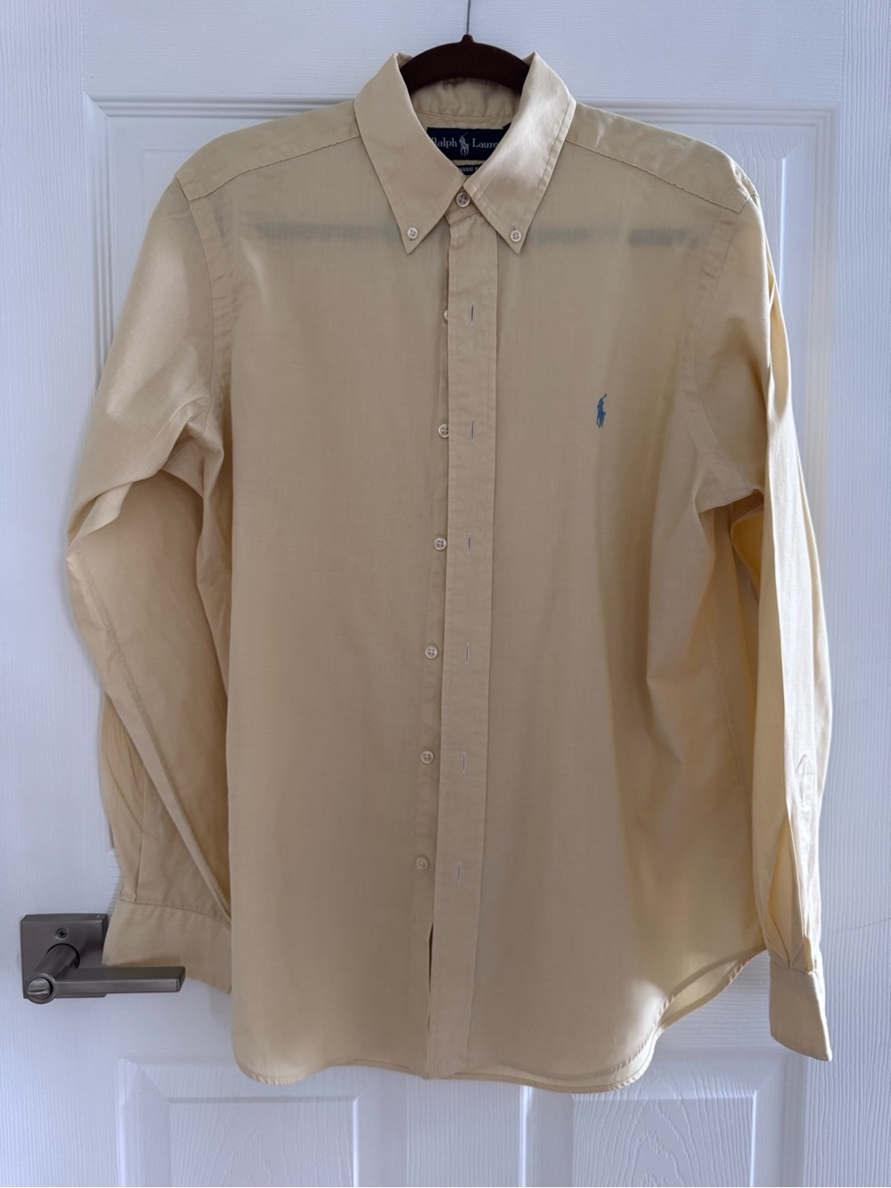 Ralph Lauren Men’s Button-Down Shirt in Pale Yellow with Blue Pony